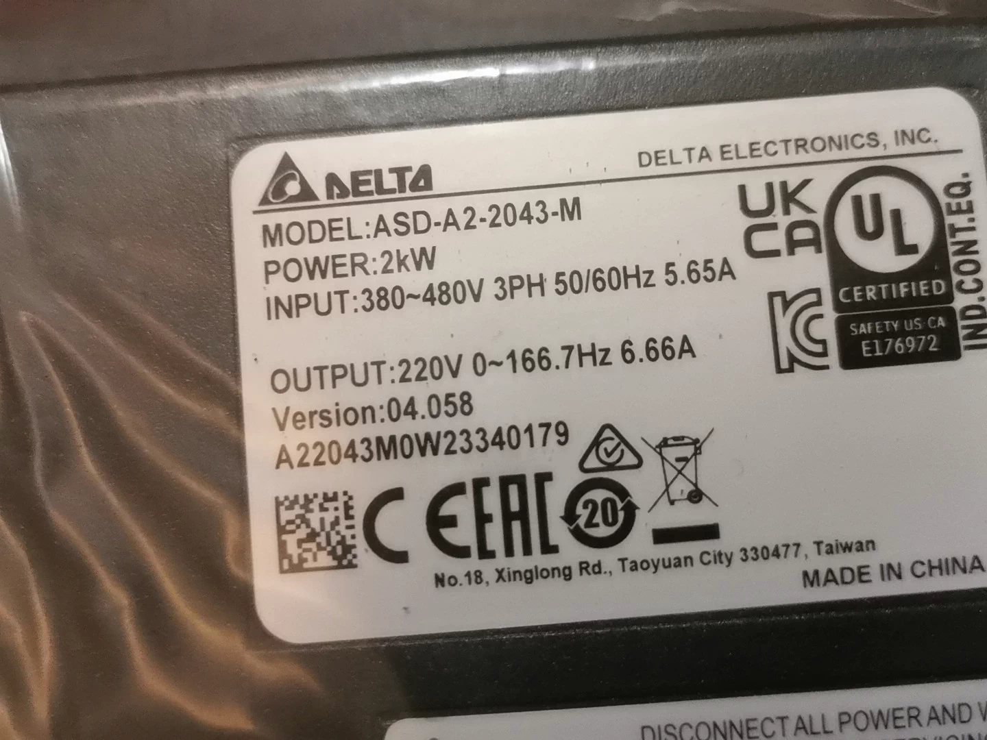 ASD-A2-2043-M delta frequency inverter Servo Drive Servo motor Brand New and Genuine inverter test OK Fast Shipping