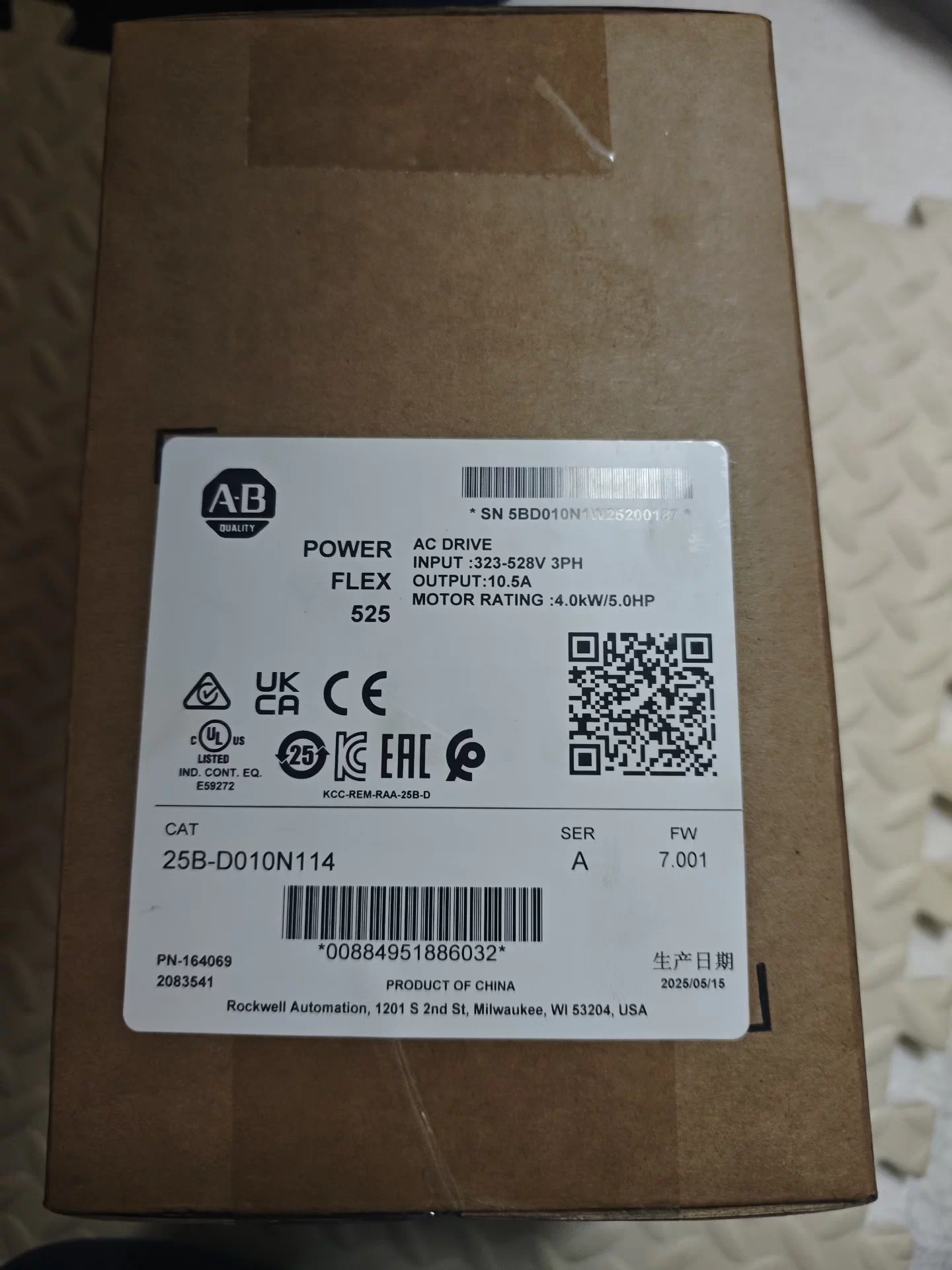 25B-D010N114 Allen-Bradley SFrequency Converter Brand New and Genuine inverter test OK Fast Shipping