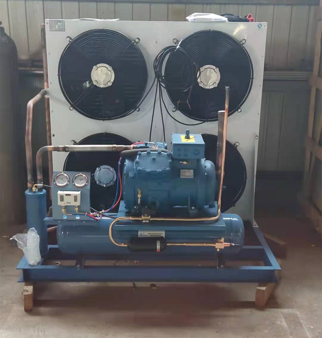 Semi enclosed refrigeration unit for freezer at minus 20 degrees Celsius