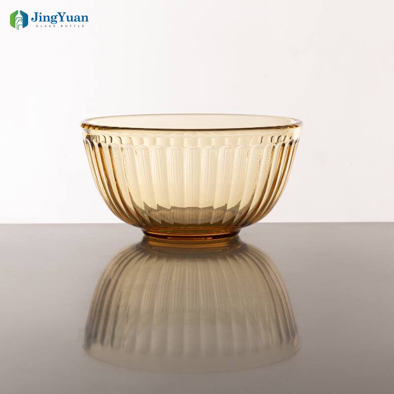 Borosilicate glass striped rice bowl