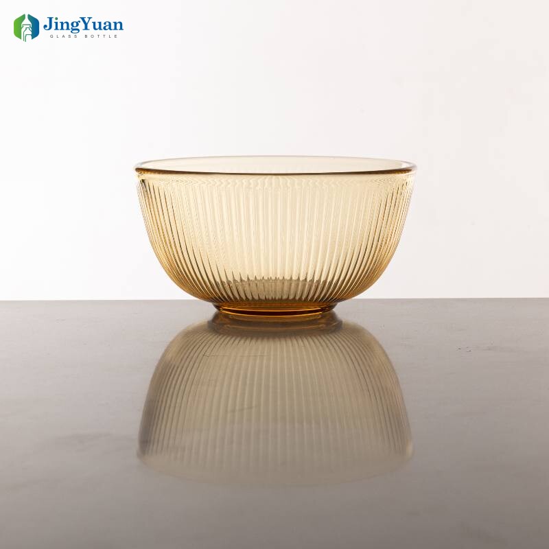 Borosilicate glass striped rice bowl