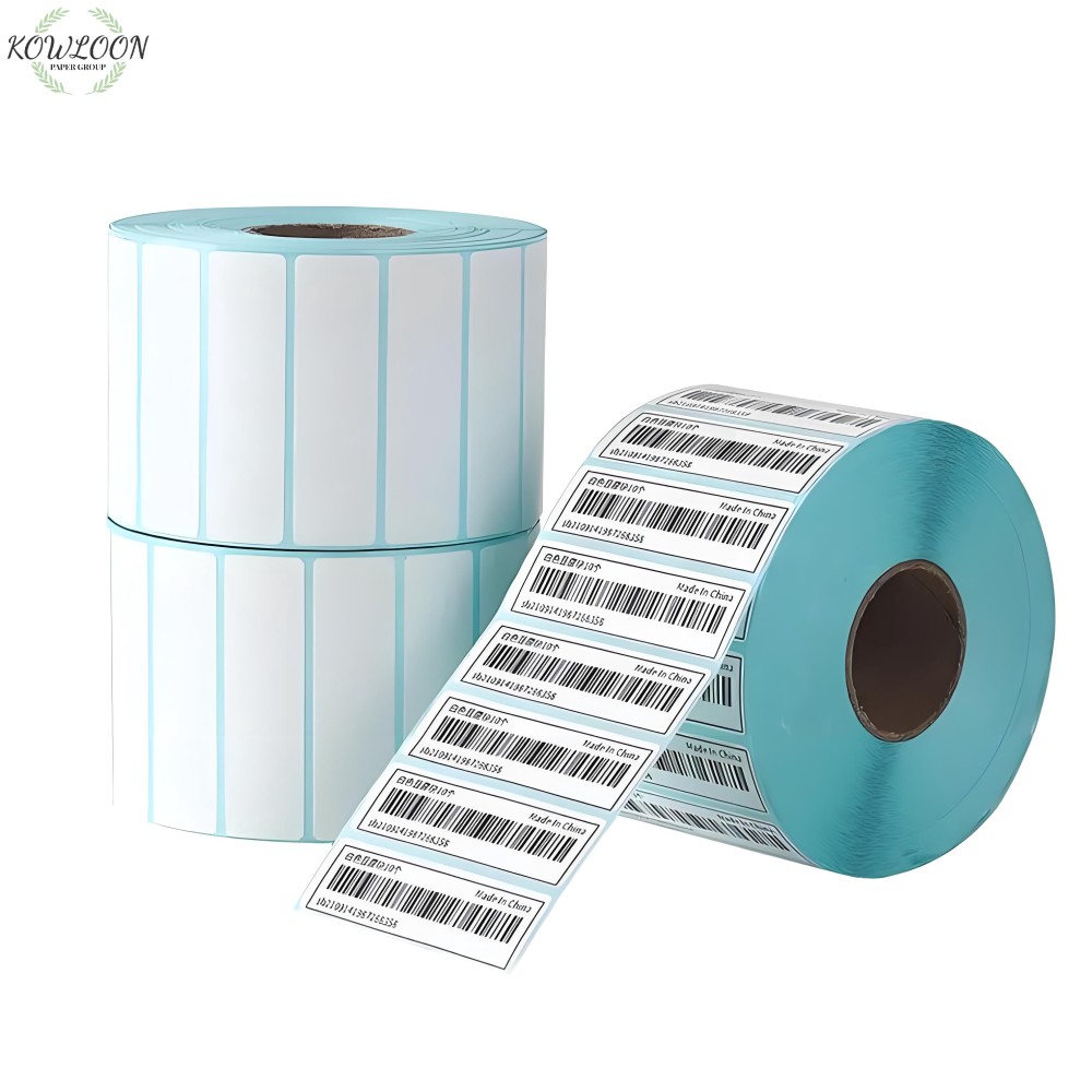 Wholesale blank white custom-printed direct-heating barcode paper, label sticker rolls