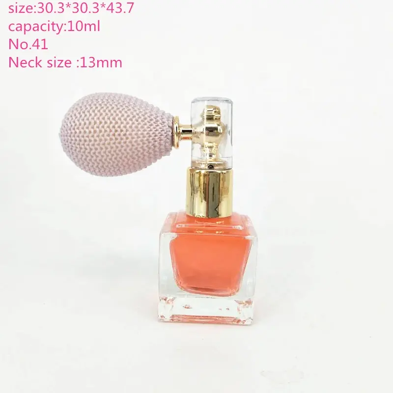 10ml mini square nail polish bottle with air bag mini powder spray glass bottle