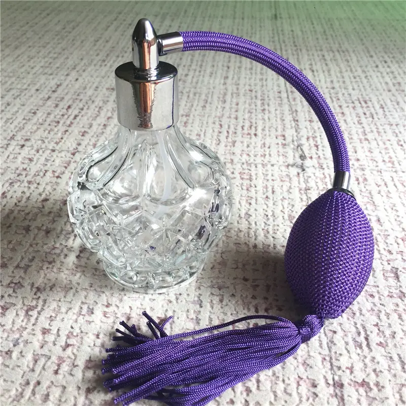 50ml 80ml 100ml clear glass perfume bottle with air bag perfume sprayer