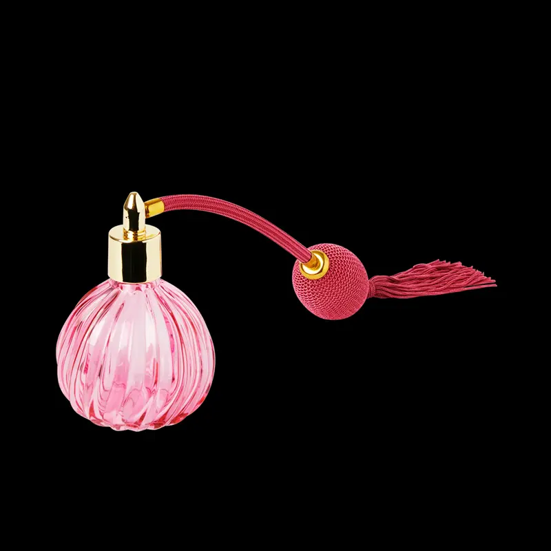empty sprayer glass perfume bottle with balloon air bag