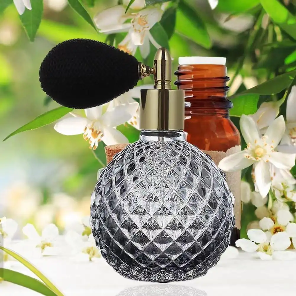 luxury glass 100ml vintage airbag spray fragrance perfume bottle with pump spray cap