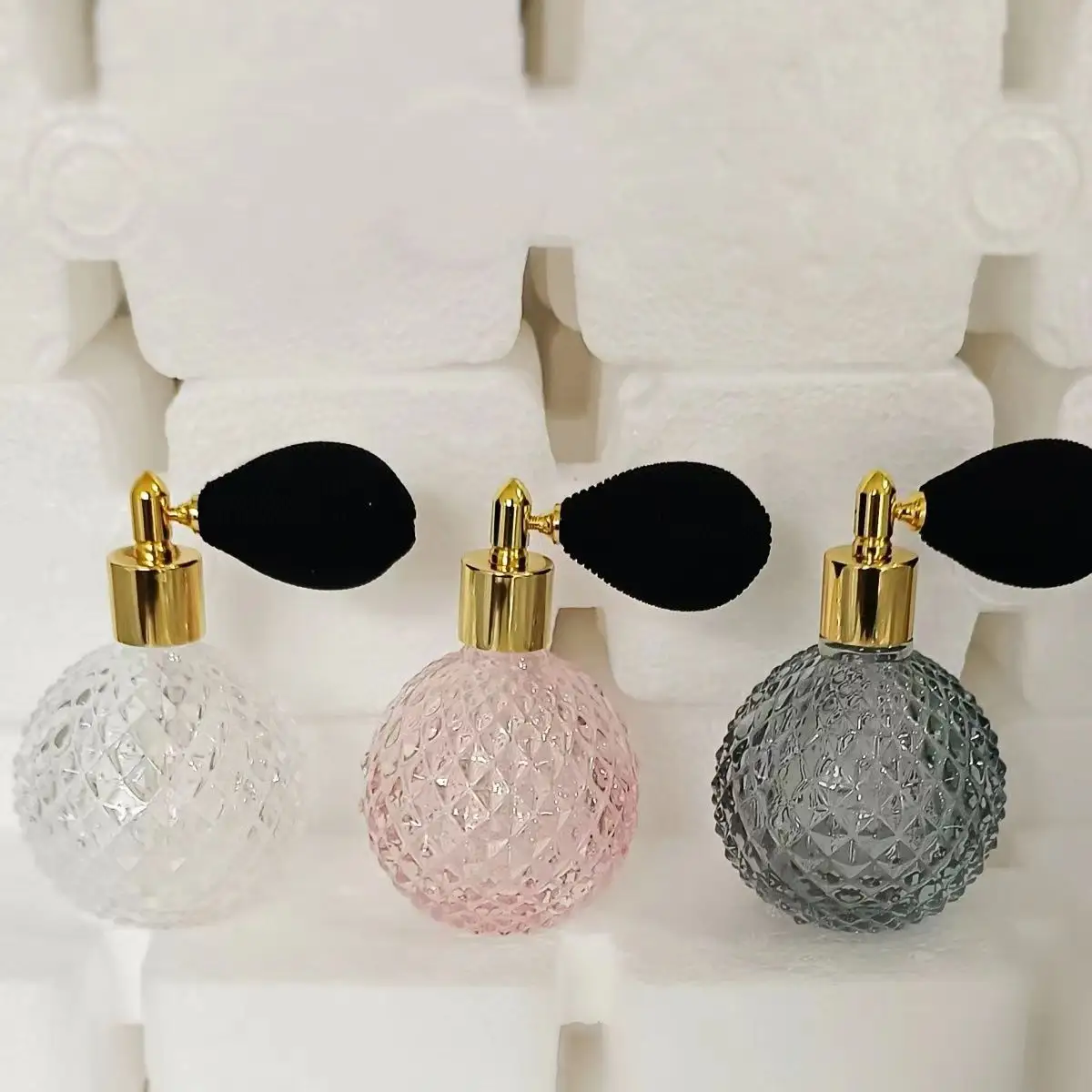 luxury glass 100ml vintage airbag spray fragrance perfume bottle with pump spray cap