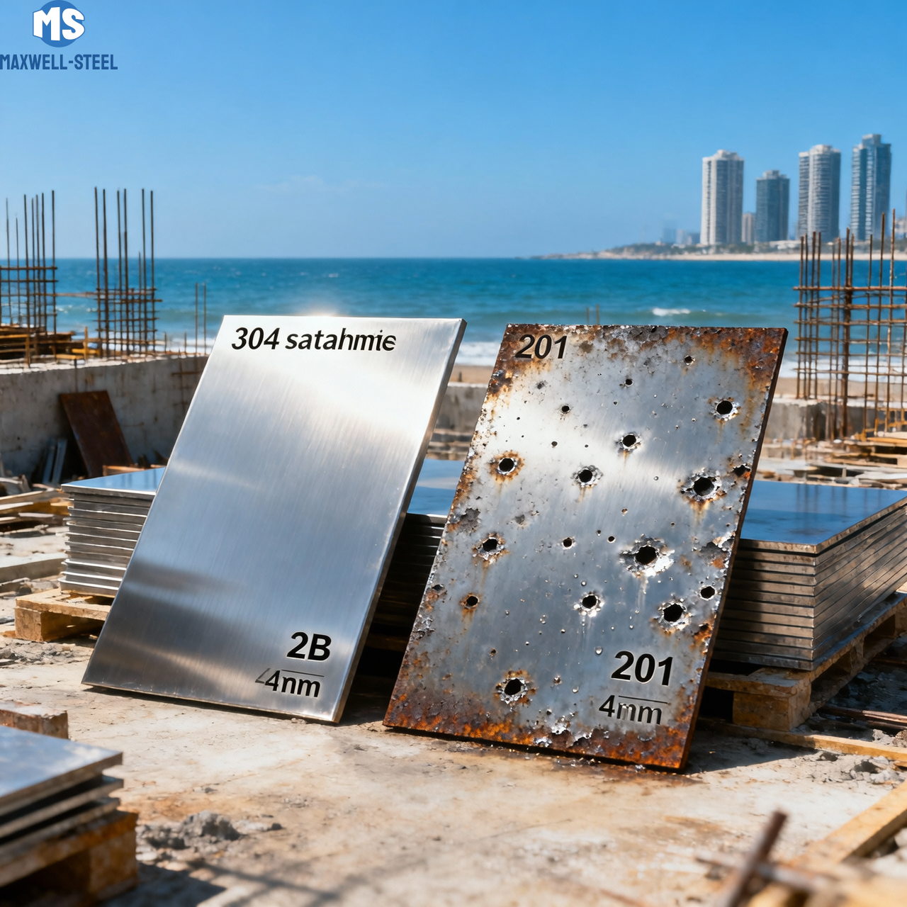 Is 304 stainless steel plate really more corrosion-resistant than 201 in coastal construction projects?——2026.3.13