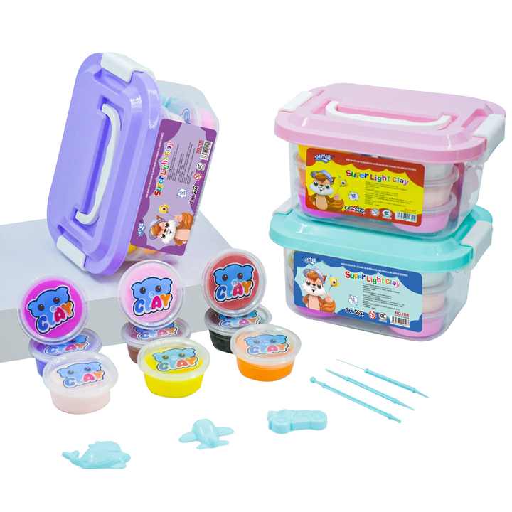 Ultra-Light 12 Color  polymer modeling Air Dry  Clay DIY Set Non-Toxic Playdough & Slime for Primary School & Kindergarten Ultra-Light 12 Color  polymer modeling Air Dry  Clay DIY Set Non-Toxic Playdough & Slime for Primary School & Kindergarten