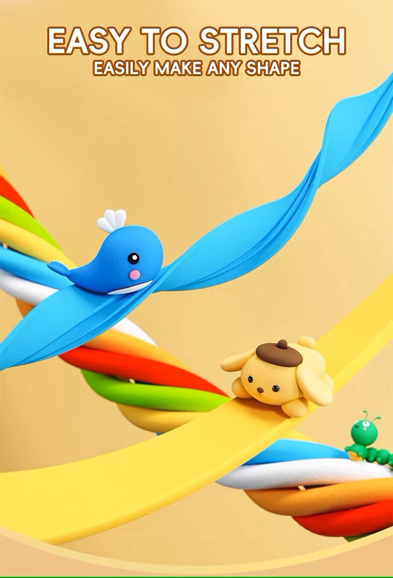 超轻 12 色聚合物造型风干粘土 DIY 套装无毒彩泥和粘液适用于小学和幼儿园