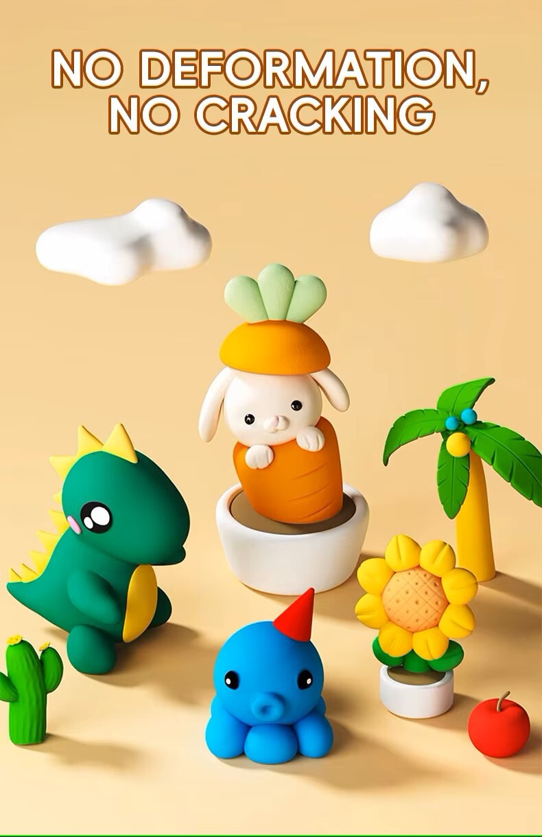 超轻 12 色聚合物造型风干粘土 DIY 套装无毒彩泥和粘液适用于小学和幼儿园