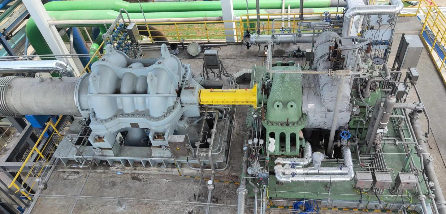 Medium: Air </br>Inlet flow rate: 80,000Nm³/h, discharge pressure: 6 barg</br>Energy saving: Steam vapor consumption 10% lower than another brand</br>Project: hydrogen peroxide production line