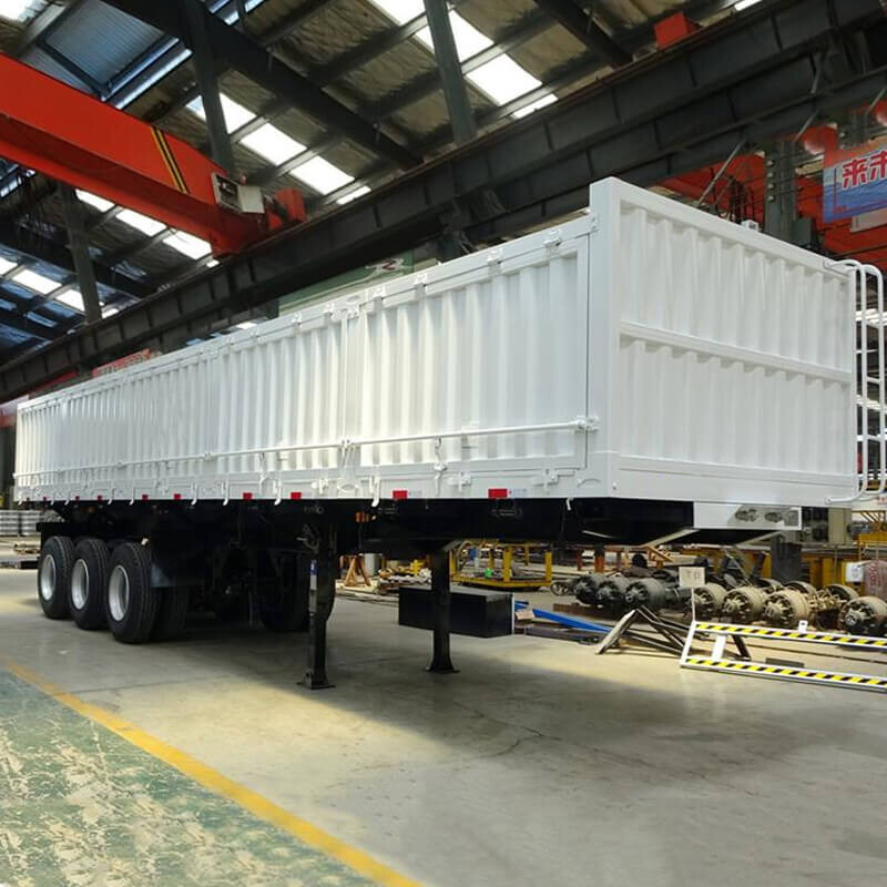 Side Tipper Trailers 3 Axles Dump Truck Trailers With Container Locks