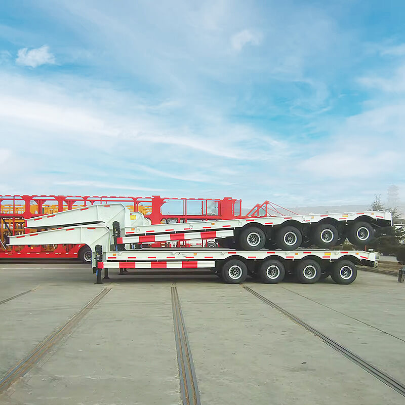 4 Axles 100T Low Loader Detachable Goosenck Lowboy Trailer