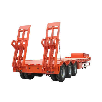 Front Loading Lowboy Trailer With Wood Floor