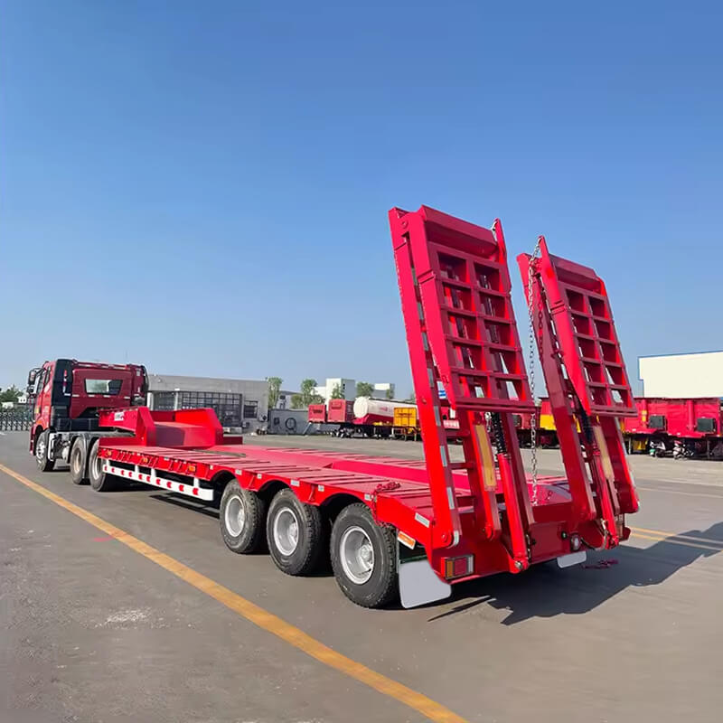Heavy Duty Chinese Bridge Transport Hydraulic Extendable Lowbed Truck Trailer