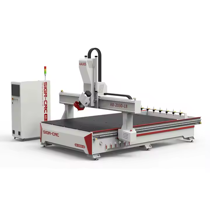 4-axis hot selling wood carving machine A8-1325-L8 CNC router with automatic tool change for carving wood/acrylic/plastic
