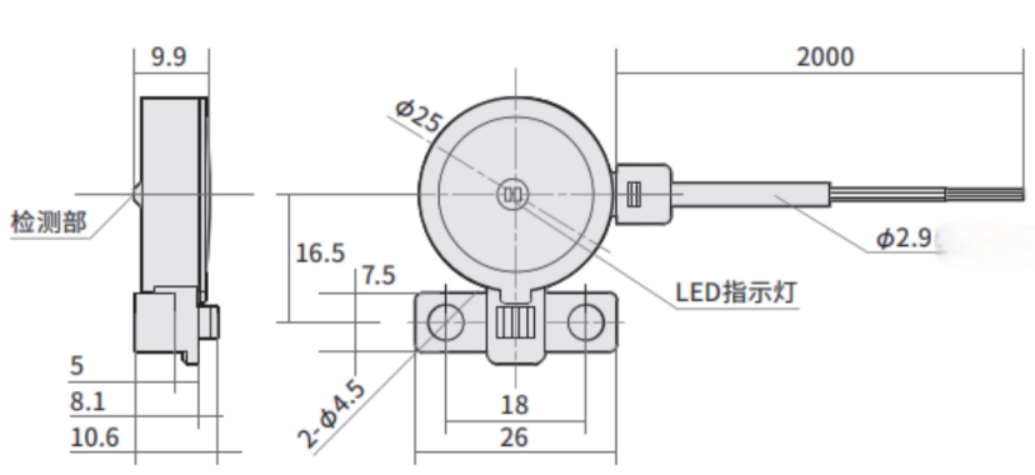 Sensor de detección de fugas optoelectrónico GL25