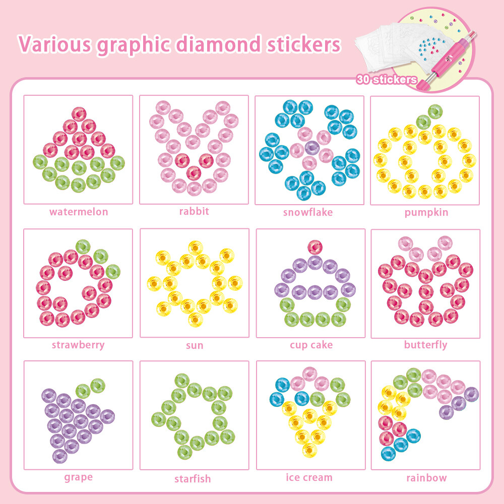 Suit: Drill pen body*1 Barrel drill refill*6 Adhesive sticker*30 Drill Pack*2 (500 diamonds/pack, 1000 diamonds in total) English instruction manual*1