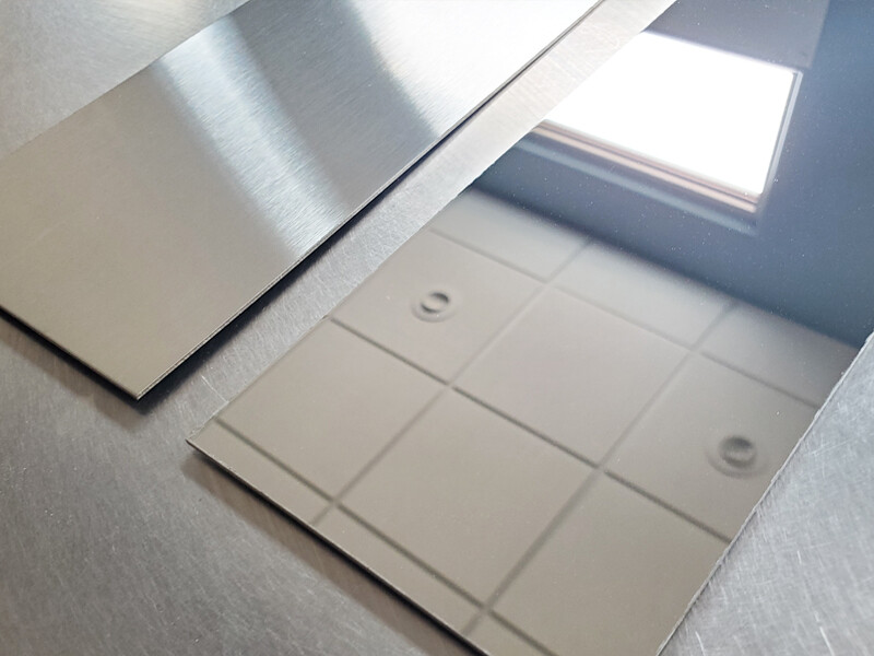 Лист/пластина из нержавеющей стали, зеркально полированная, 8 карат