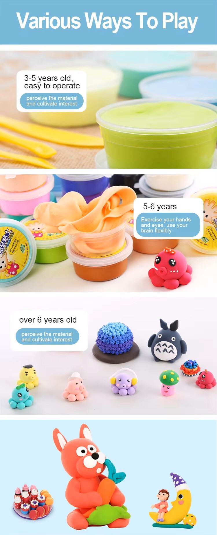 36色超轻无性别软玩偶风干聚合物粘土黏液套装为学生