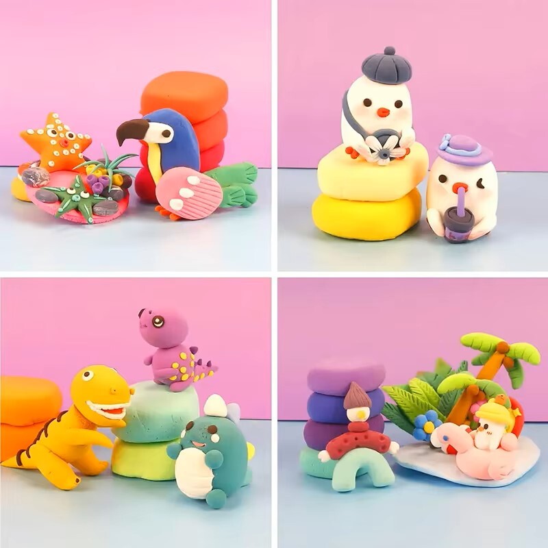 24种颜色超轻高弹性易于成型柔软的粘土泥用品Diy建模粘土软纸粘土孩子们的疯狂玩具