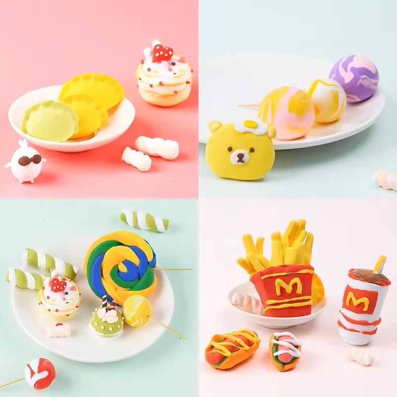 24种颜色超轻高弹性易于成型柔软的粘土泥用品Diy建模粘土软纸粘土孩子们的疯狂玩具