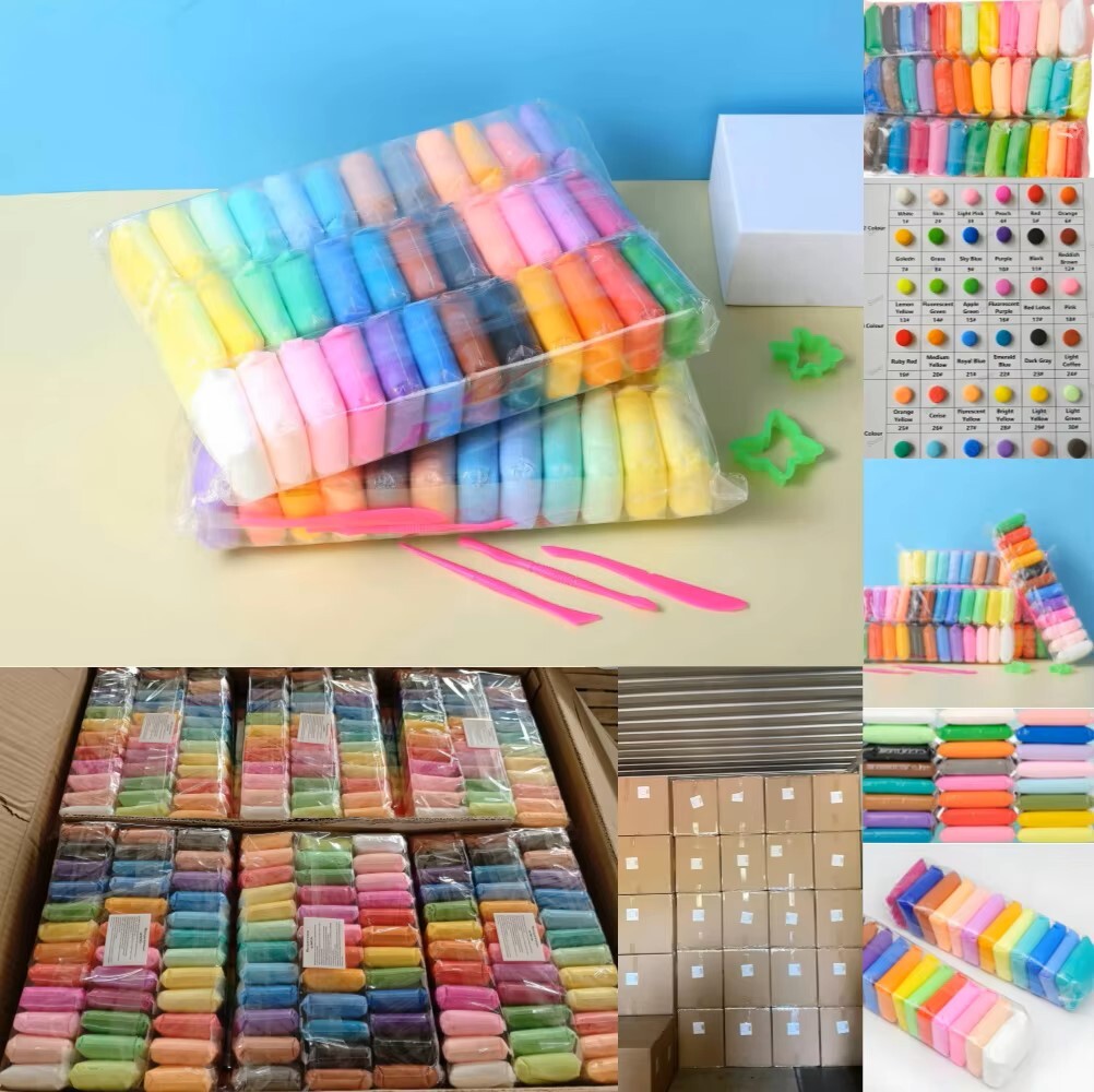 12色橡皮泥儿童教育疯狂玩具免费聚合物空气干软粘土为孩子