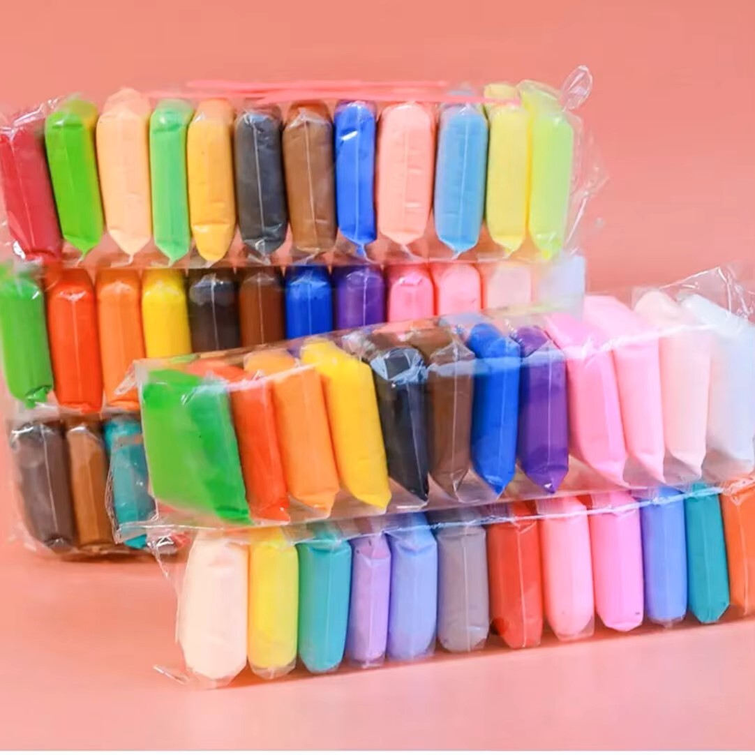 24种颜色超轻高弹性易于成型柔软的粘土泥用品Diy建模粘土软纸粘土孩子们的疯狂玩具
