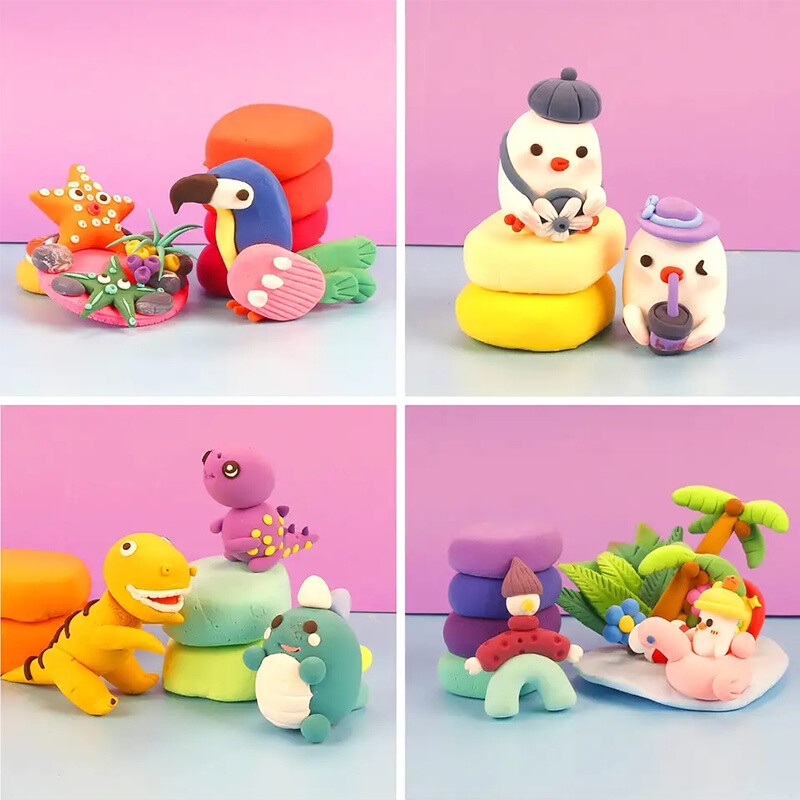 橡皮泥儿童教育DIY玩面团手工疯狂玩具免费聚合物空气干软粘土为孩子