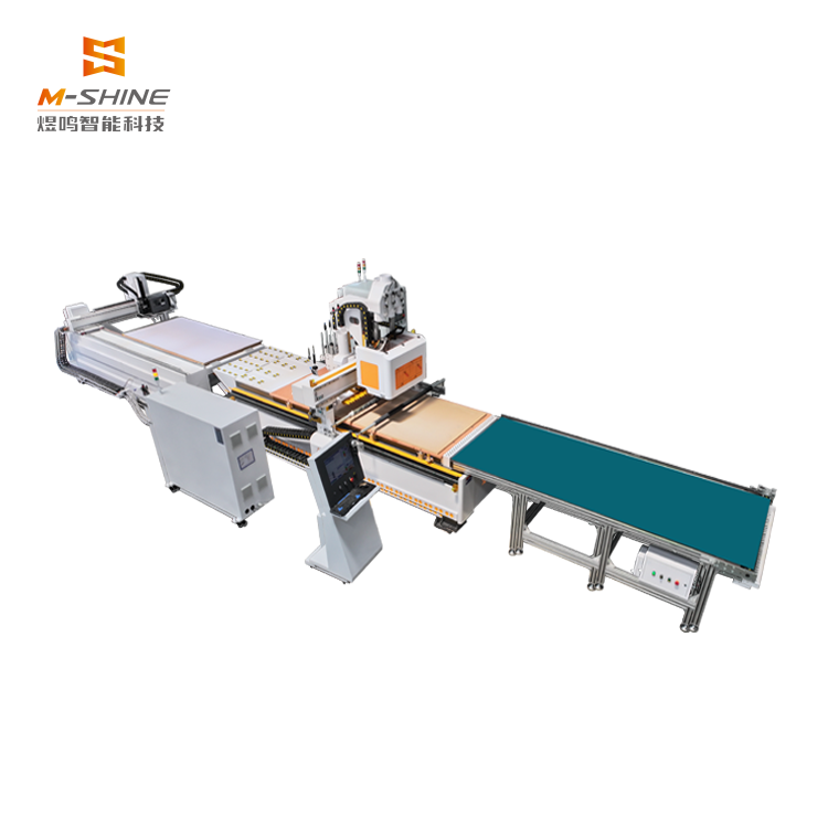 1330 multifuncional totalmente automático etiquetado línea de producción de muebles con perforación M-SHINE
