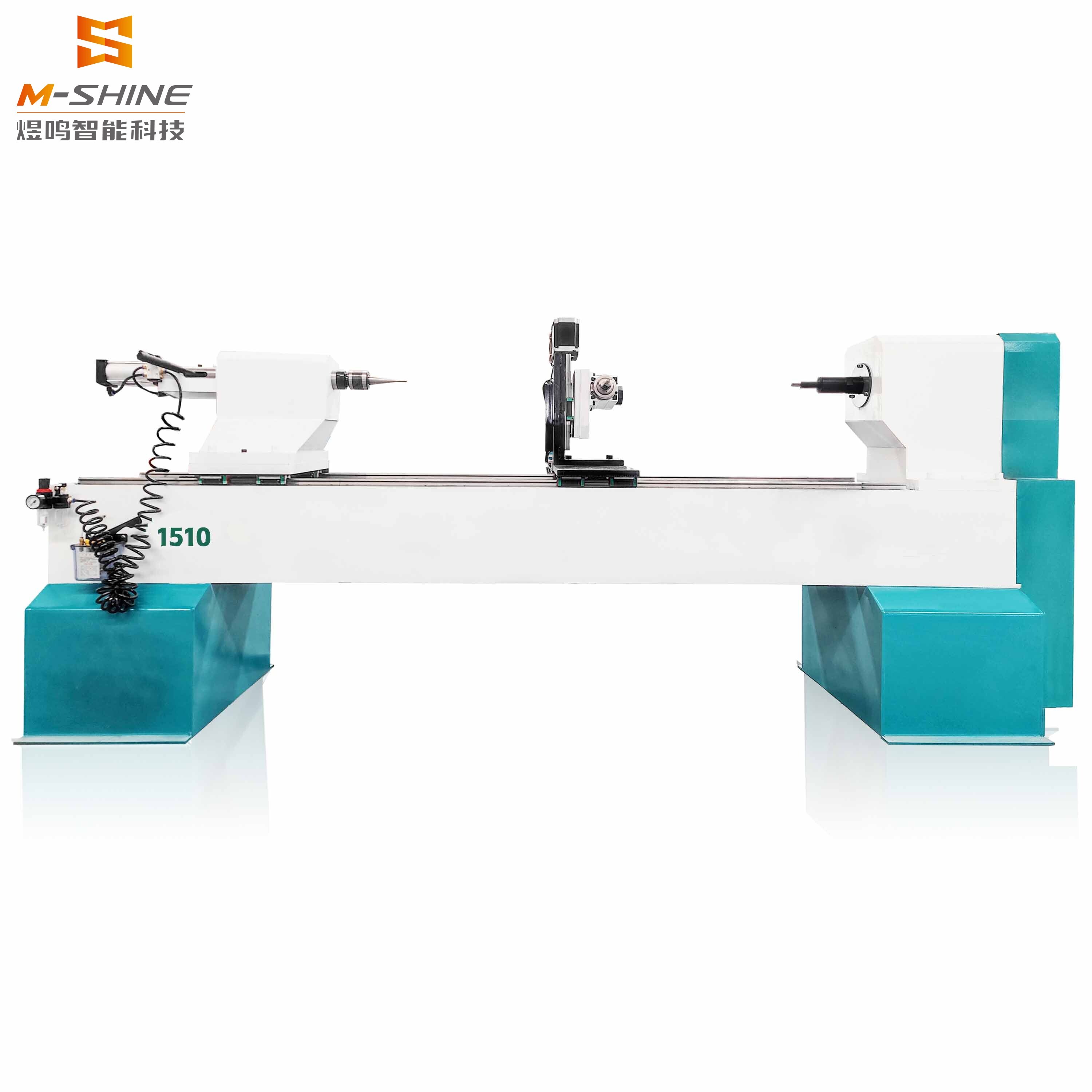 MS-1510 torno CNC para madera de eje único con mesa de carga y descarga manual de varillas de bolas