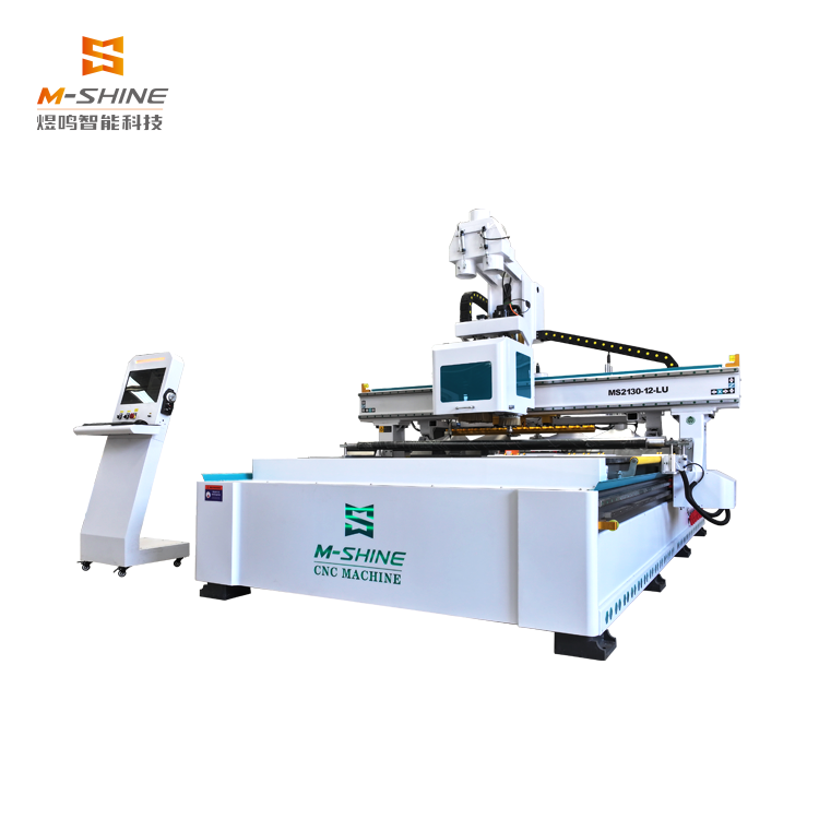JINAN M-SHINE 2130 Centro de corte y taladrado en fila para paneles de madera CNC, definiendo la producción de muebles de panel