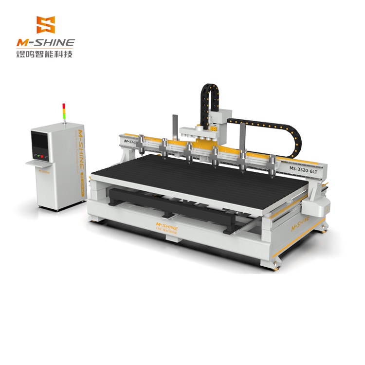 Máquina de grabado de seis cabezales MS-3520-6LT personalizable, fresadora CNC industrial para carpintería tanto para tallado plano como 3D