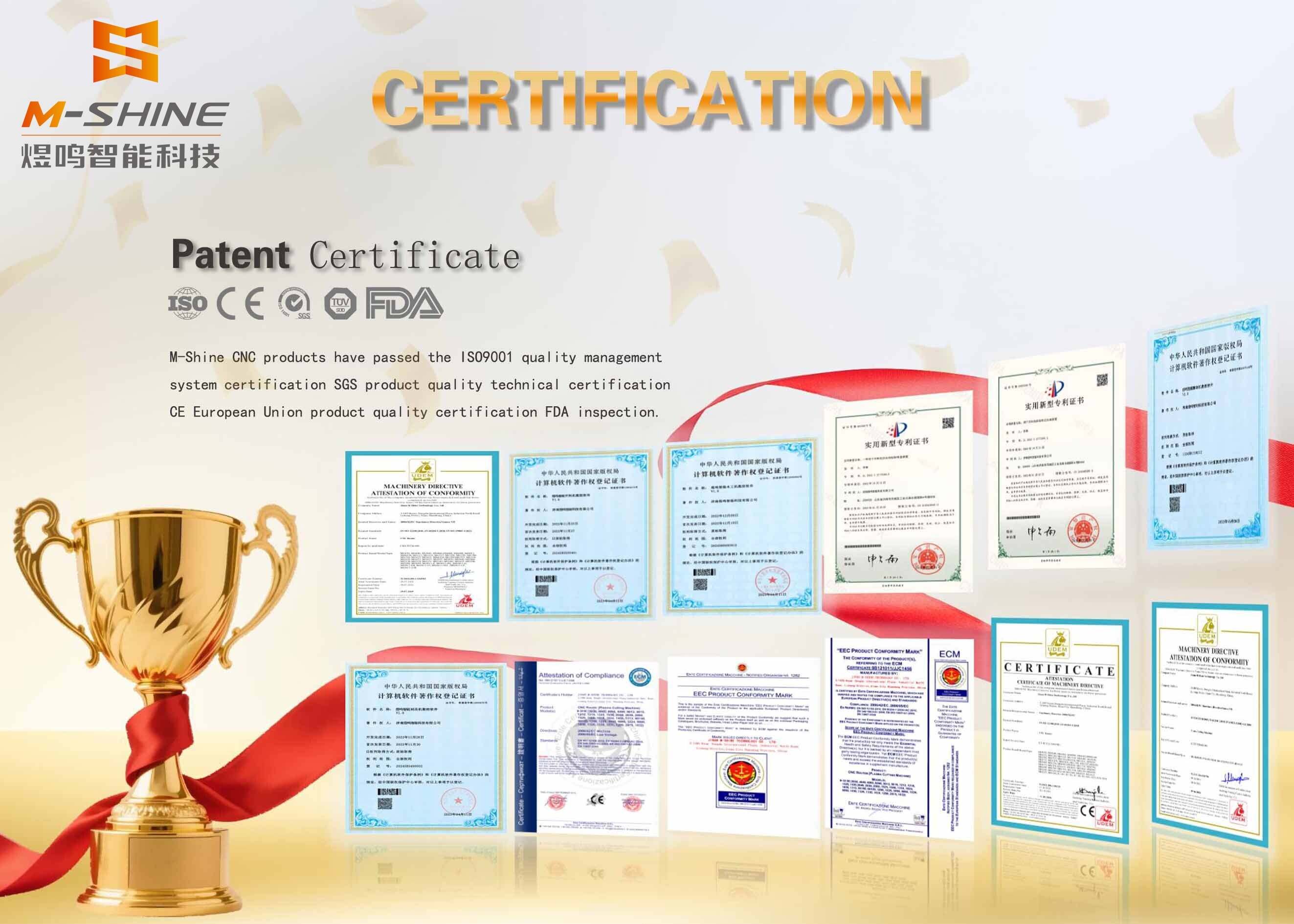 JINAN M-SHINE TECH راوتر CNC: معتمد بالكامل بشهادة CE للتصدير العالمي