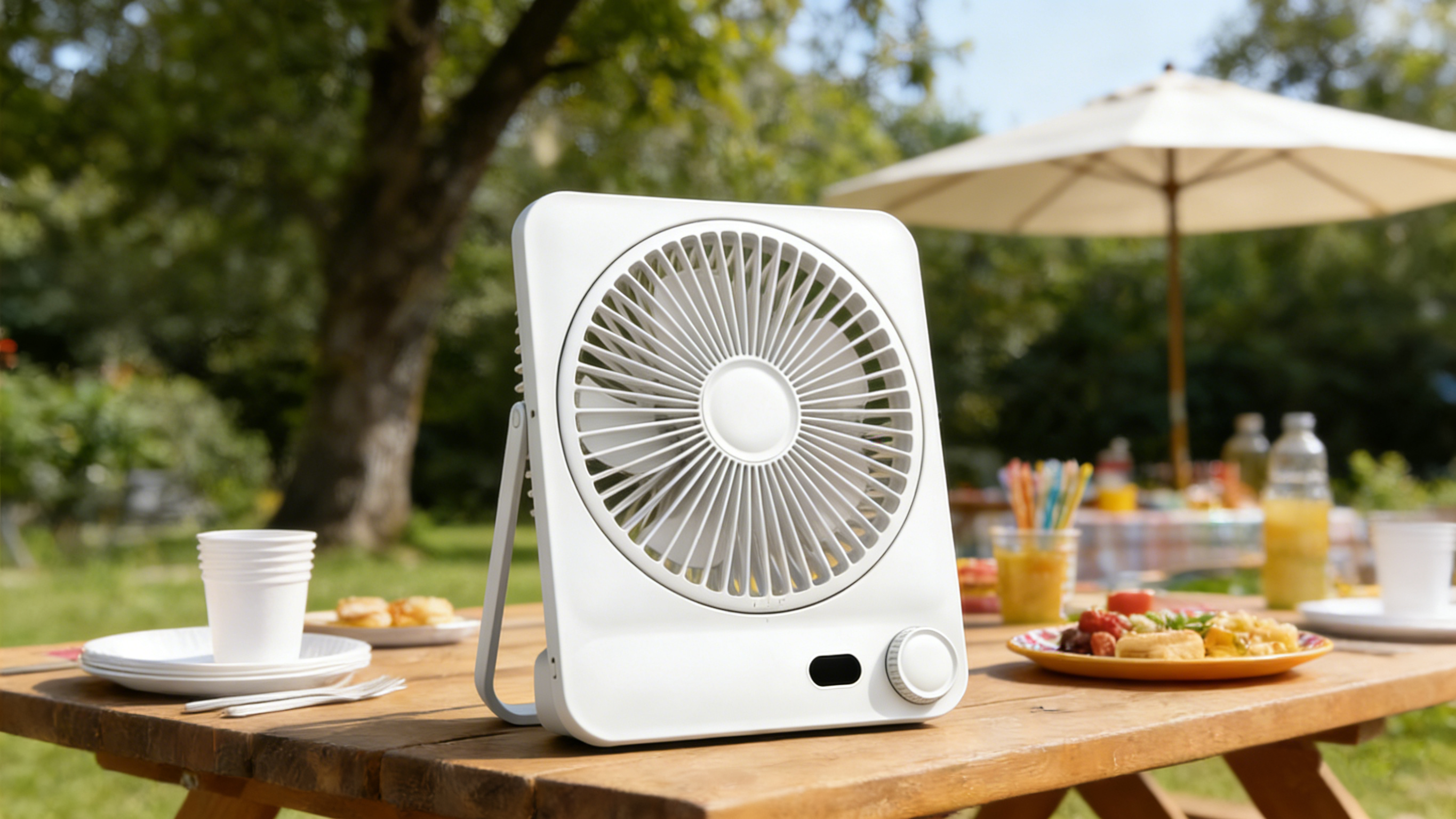 Ultra-Thin Card-Sized Desktop Fan, Powerful & Quiet Portable, Essential for Office, Dorm & Camping, Adjustable Stand & Hanging Design