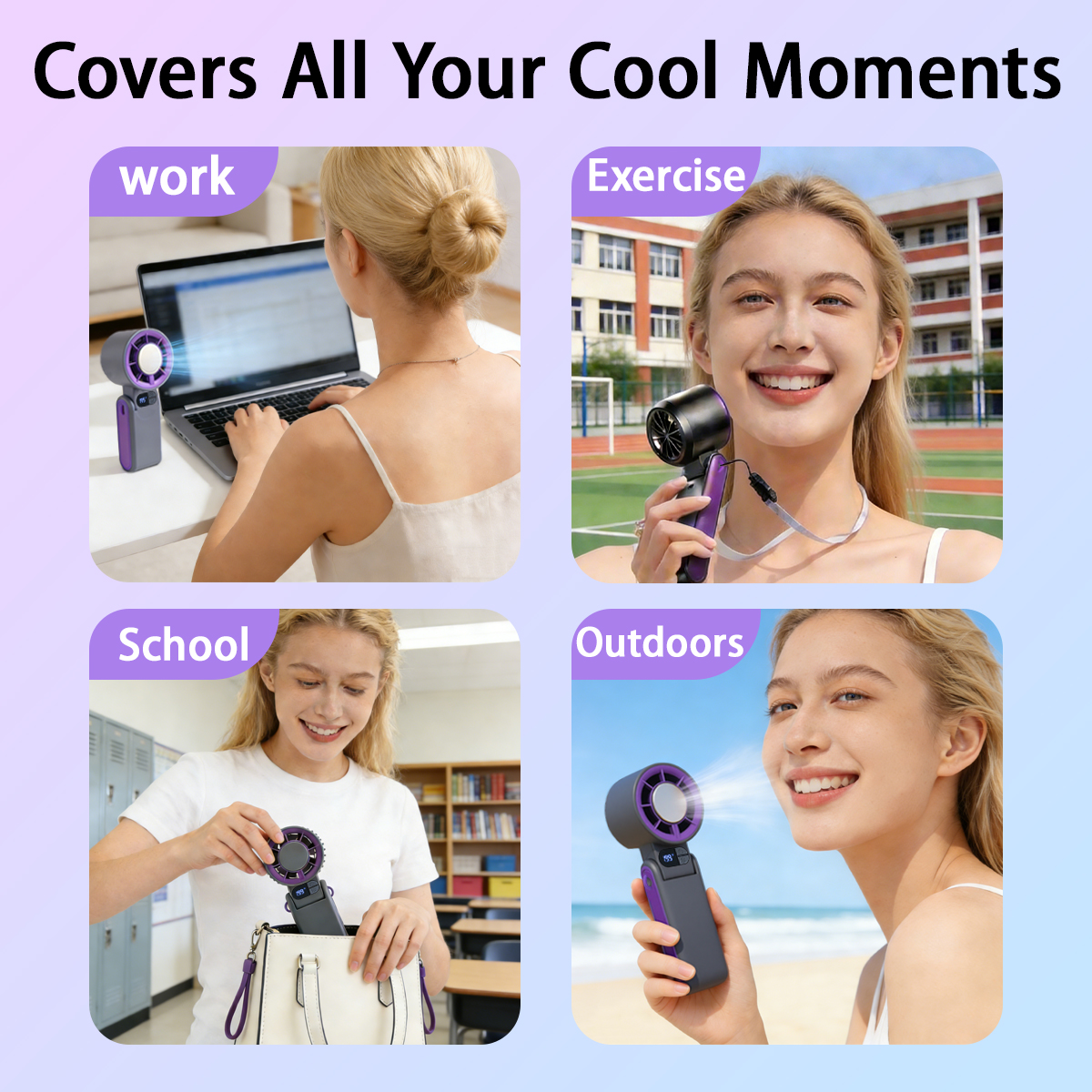 High-end Cold Compress Handheld Fan, Foldable Fan, Multi-functional Cooling Fan for Home, Office & Camping