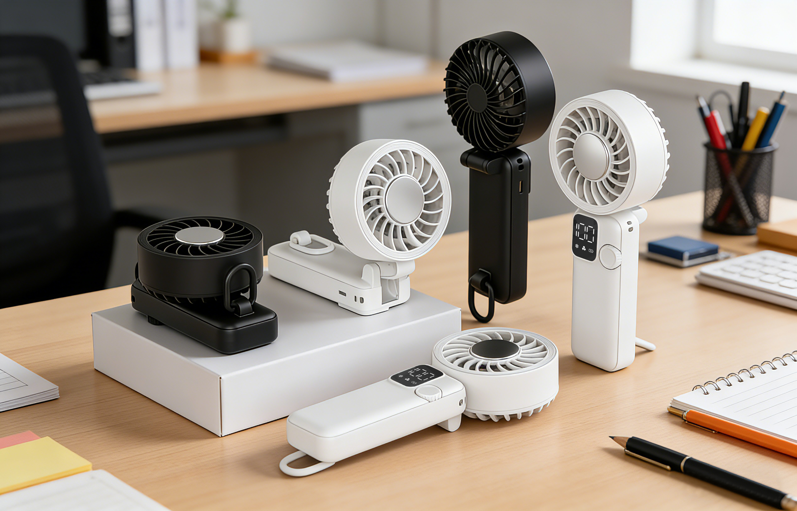 Portable Digital Display  Fan, Rechargeable USB Handheld Mini Cooling Fan