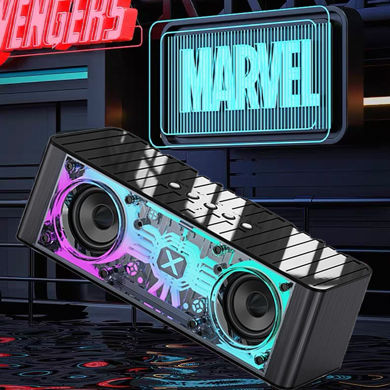 Speaker transparent mecha double sound small steel cannon high sound quality wireless Bluetooth speaker colorful light support TWS