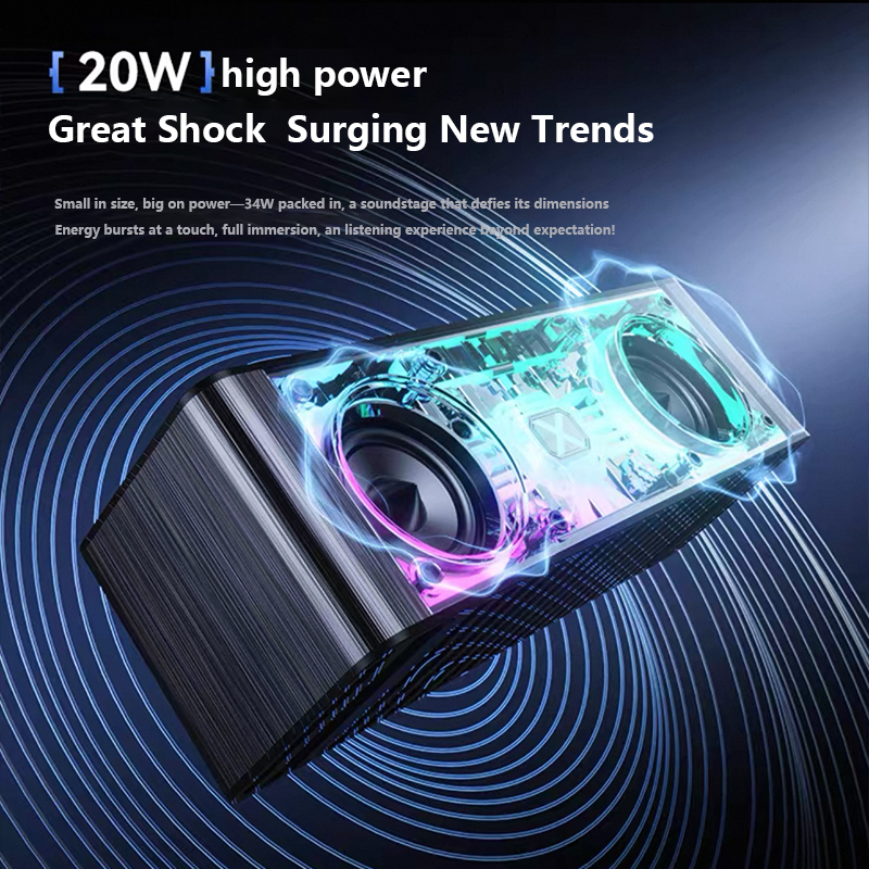 Speaker transparent mecha double sound small steel cannon high sound quality wireless Bluetooth speaker colorful light support TWS