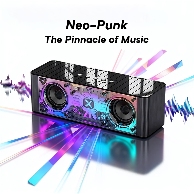 Speaker transparent mecha double sound small steel cannon high sound quality wireless Bluetooth speaker colorful light support TWS