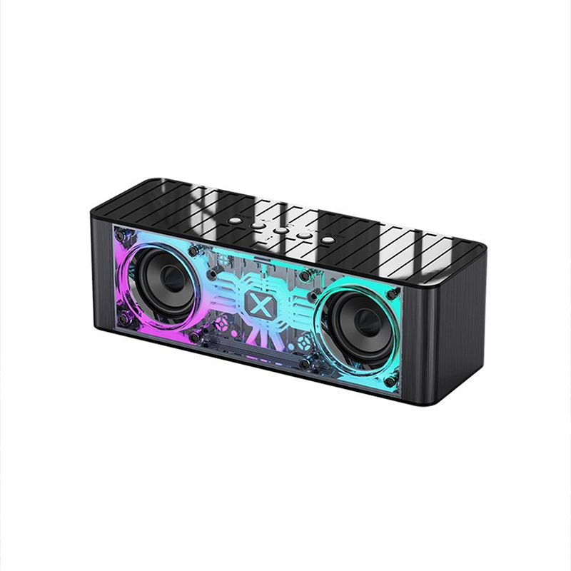 Speaker transparent mecha double sound small steel cannon high sound quality wireless Bluetooth speaker colorful light support TWS