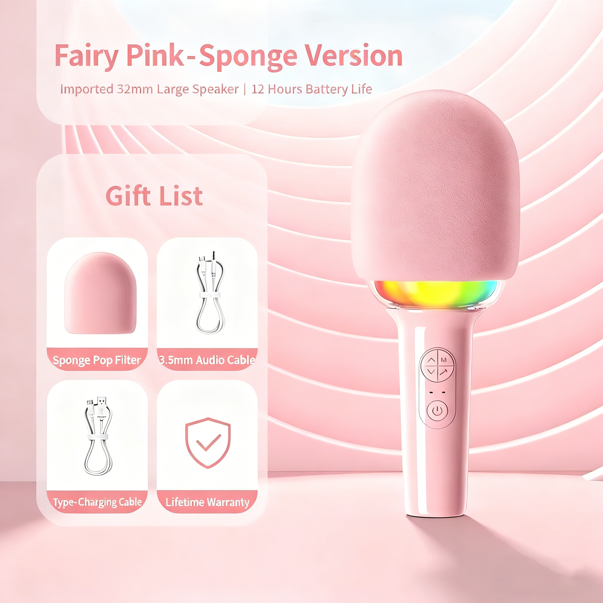 Wireless Microphone BT Karaoke Microphone Portable Handheld Speaker For KTV Birthday Party  Singing Mic