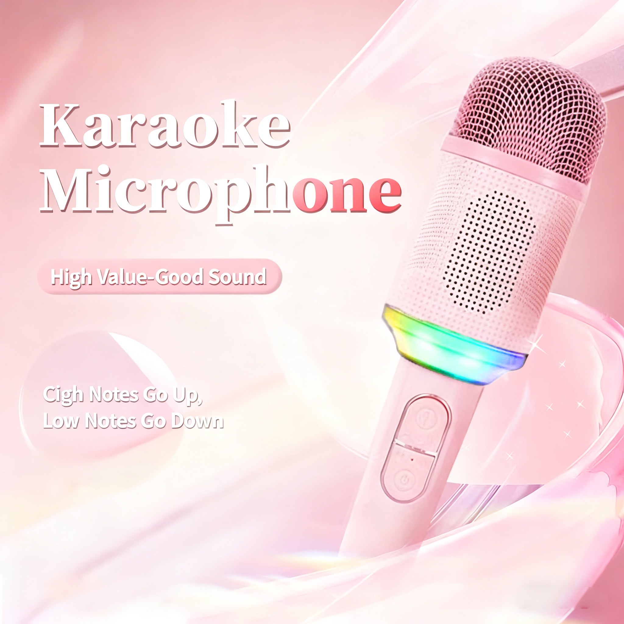 RGB Light Portable Mic Sound Noise Reduction Handheld  Wireless Karaoke Microphone Speaker for Singing Party