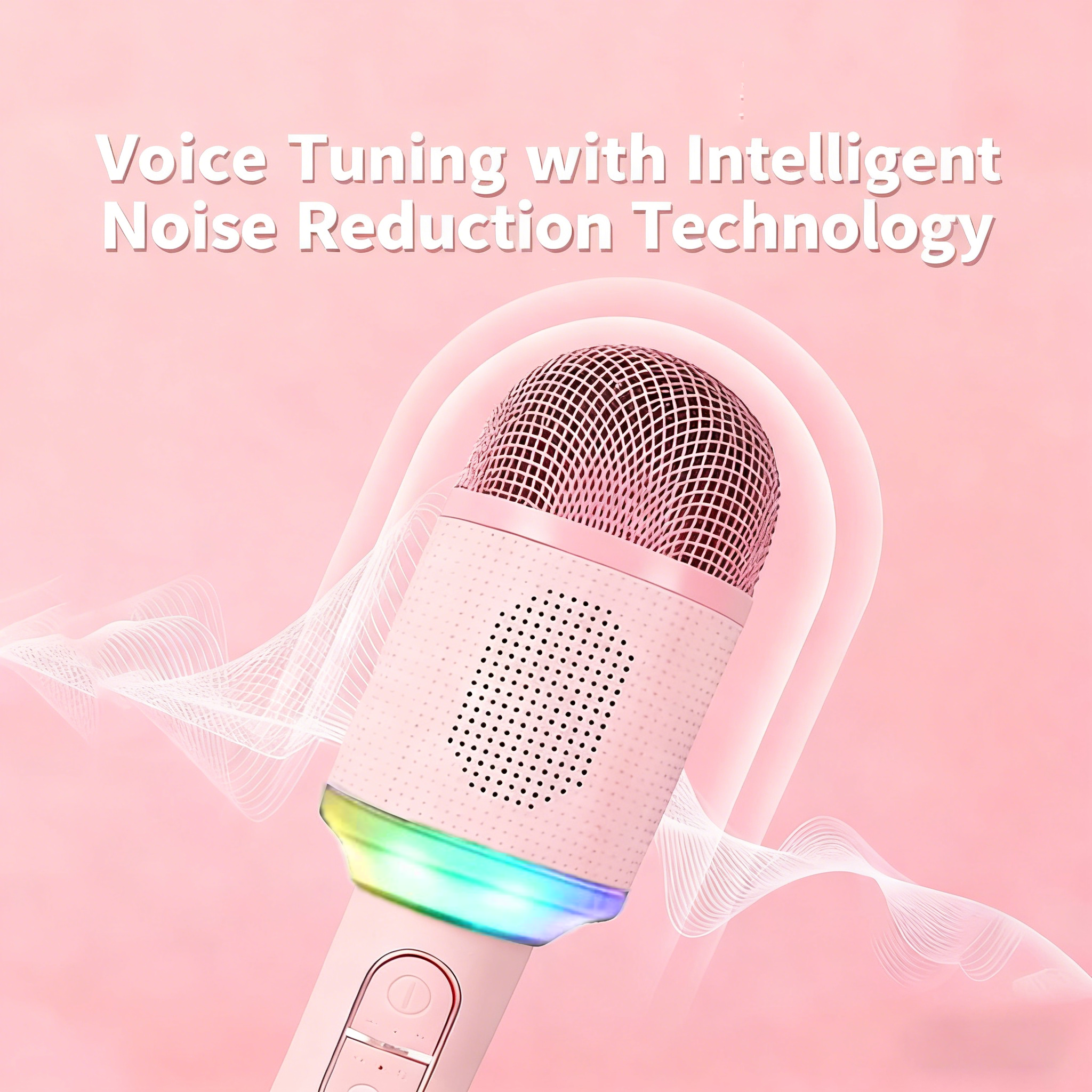 RGB Light Portable Mic Sound Noise Reduction Handheld  Wireless Karaoke Microphone Speaker for Singing Party