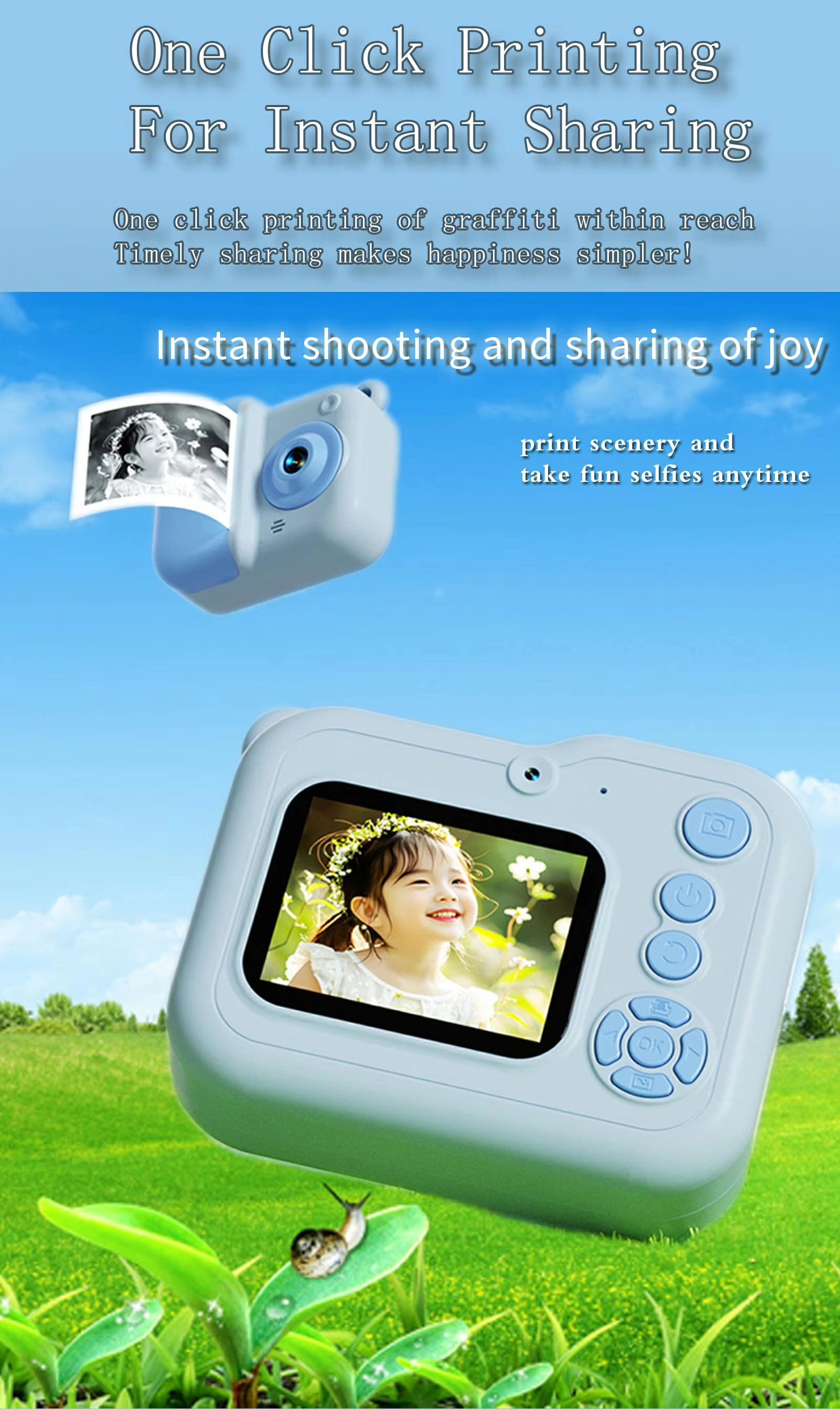 Kids Camera Mini Digital Toy Camera High Definition Shooting Video Free Print Paper