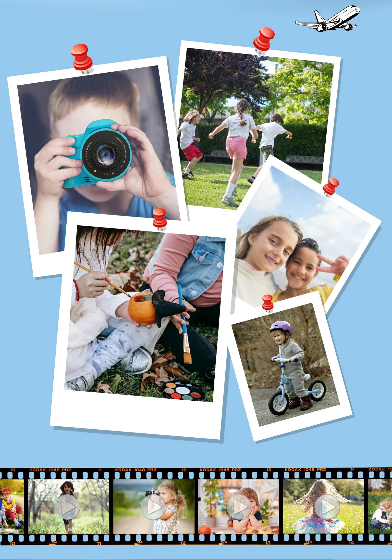 Kids Camera Mini Digital Toy Camera High Definition Shooting Video Free Print Paper