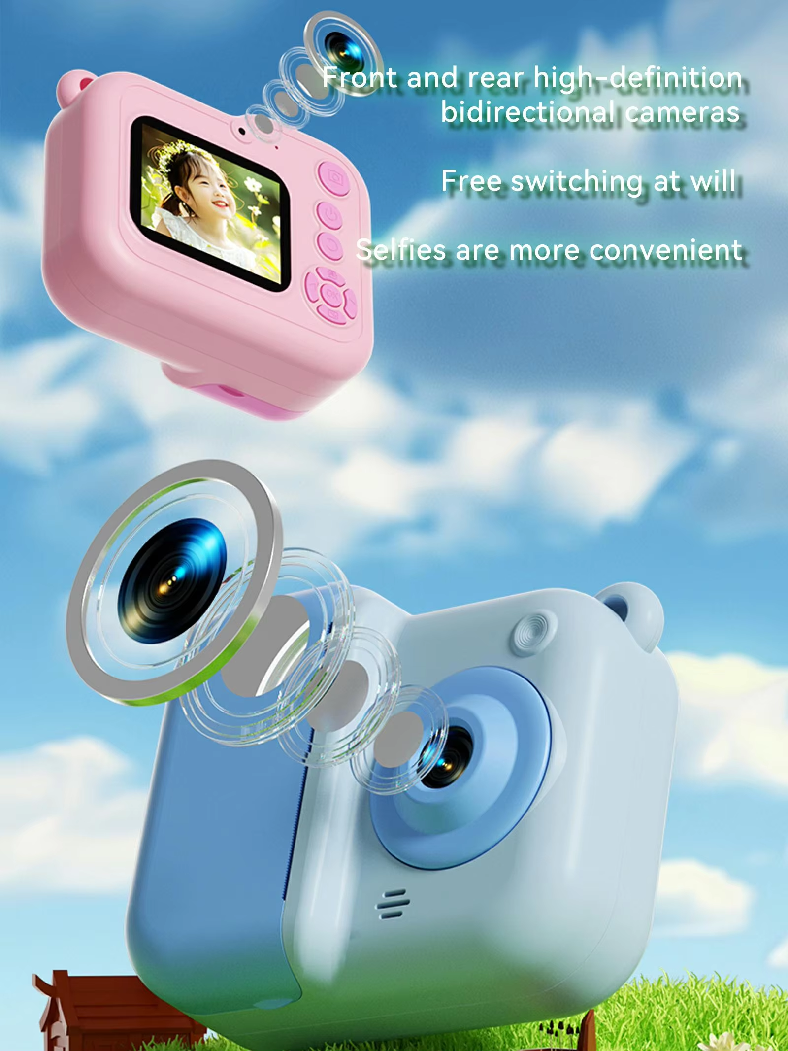 Kids Camera Mini Digital Toy Camera High Definition Shooting Video Free Print Paper