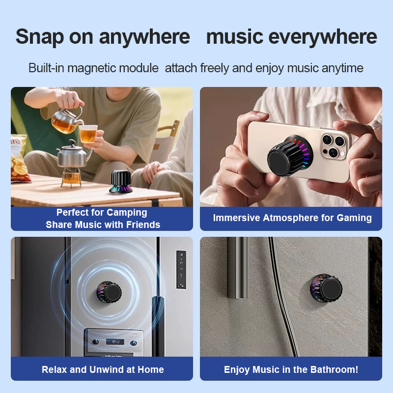 MIni Magnetic Twist  Bluetooth Speaker Portable Heavy Subwoofer Outdoor Bluetooth Small Speaker with RGB light.