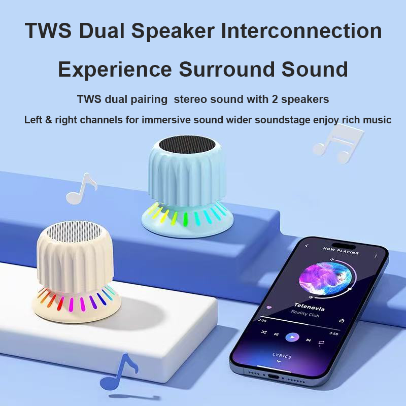 MIni Magnetic Twist  Bluetooth Speaker Portable Heavy Subwoofer Outdoor Bluetooth Small Speaker with RGB light.
